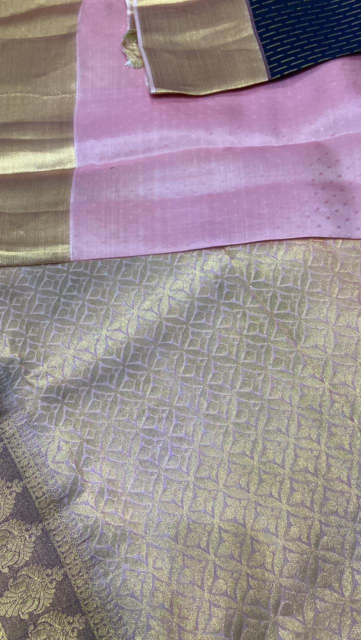 Half mix Kanjeevaram silk saree - Kanjeevaram Silk Mandir