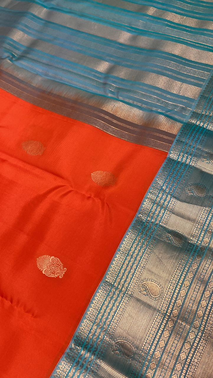 Half mix Kanjeevaram silk saree - Kanjeevaram Silk Mandir