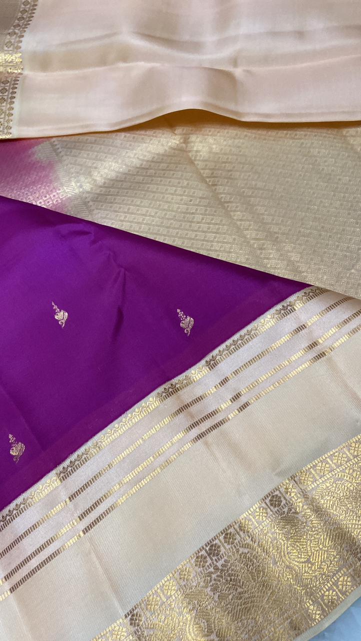 Half mix Kanjeevaram silk saree - Kanjeevaram Silk Mandir