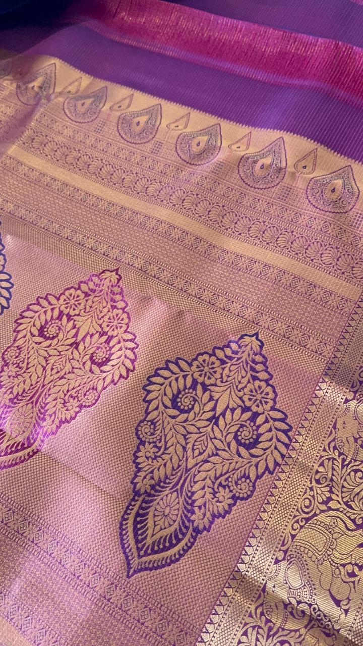 Half mix Kanjeevaram silk saree - Kanjeevaram Silk Mandir