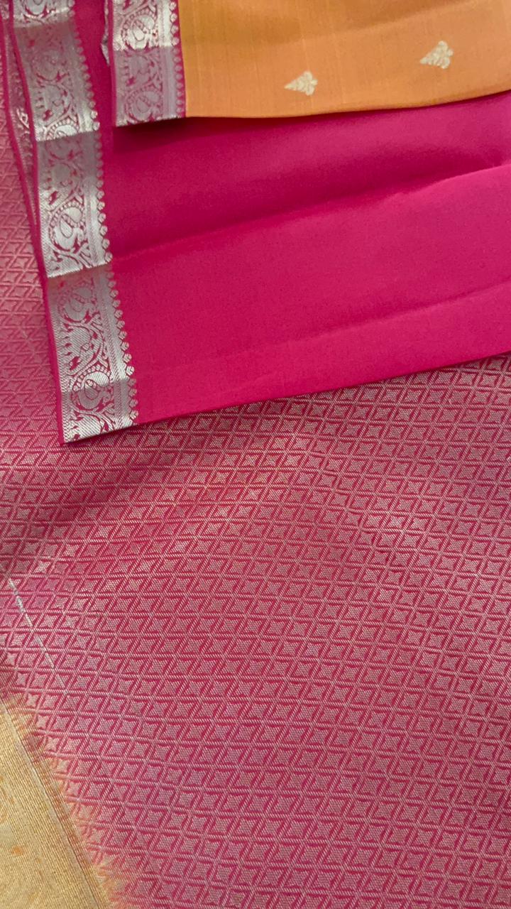 Half mix Kanjeevaram silk saree - Kanjeevaram Silk Mandir