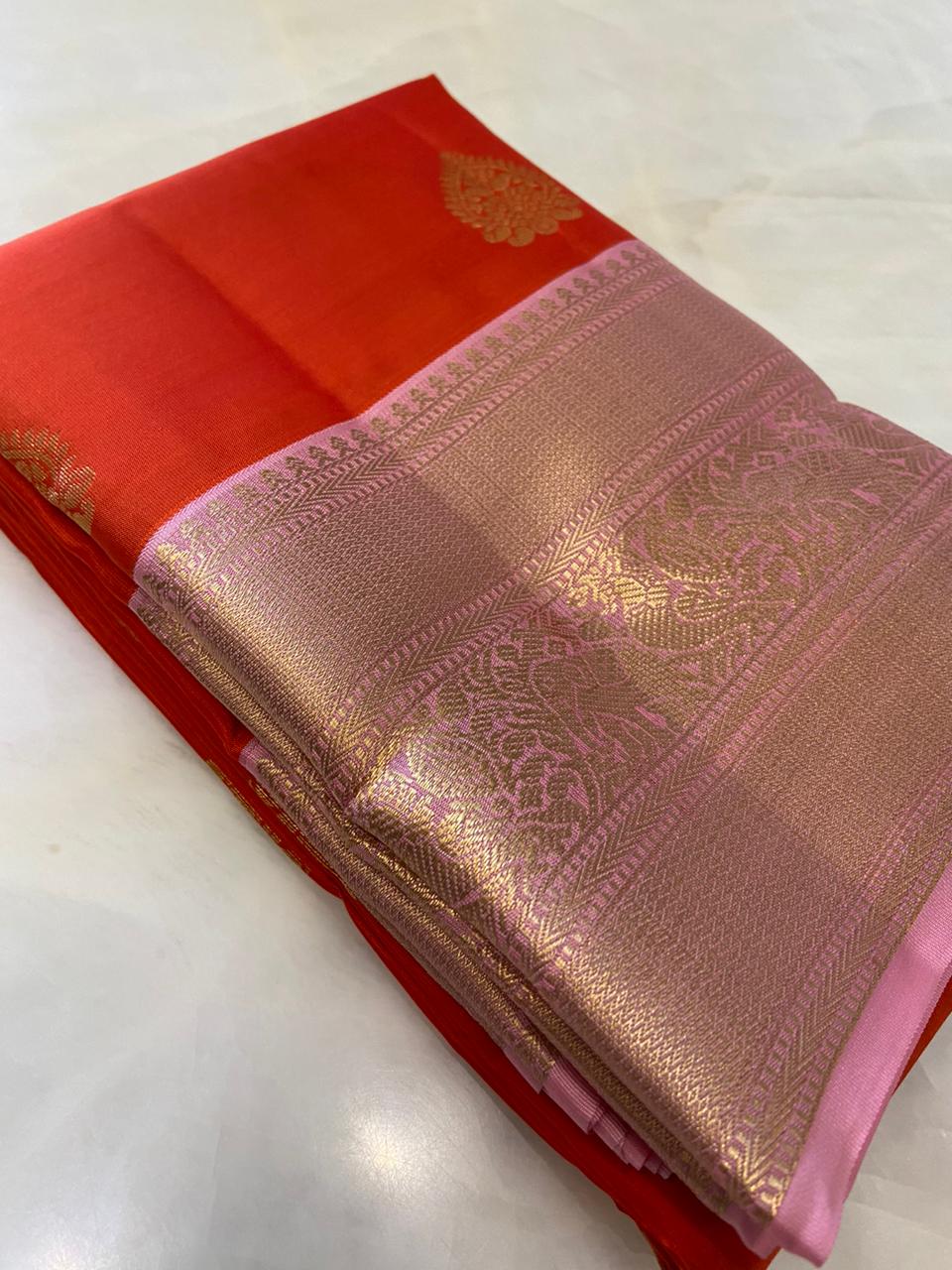 Half mix Kanjeevaram silk saree - Kanjeevaram Silk Mandir