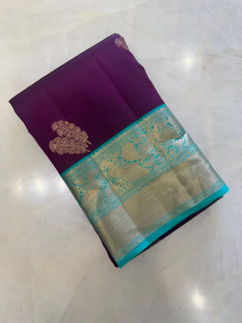 Half mix Kanjeevaram silk saree - Kanjeevaram Silk Mandir