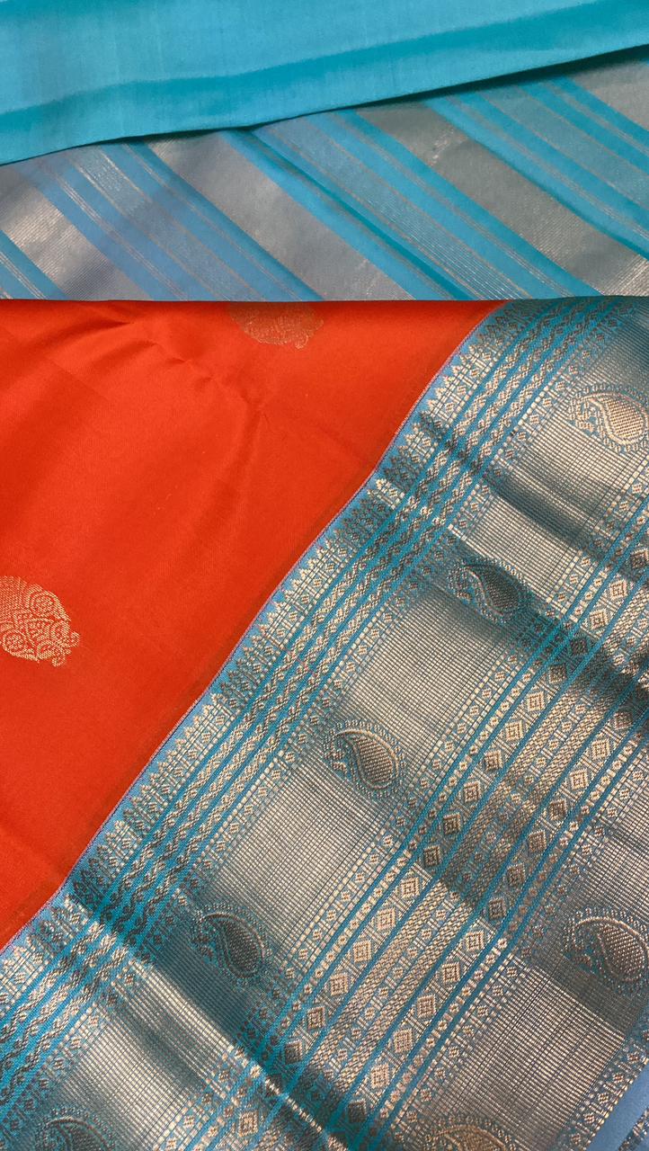 Half mix Kanjeevaram silk saree - Kanjeevaram Silk Mandir