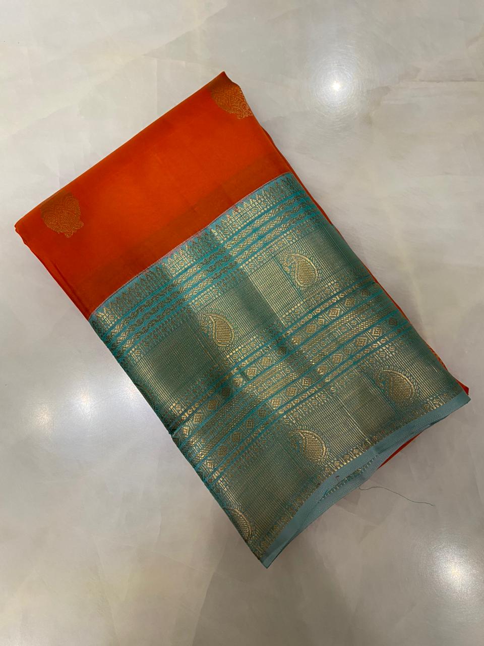 Half mix Kanjeevaram silk saree - Kanjeevaram Silk Mandir