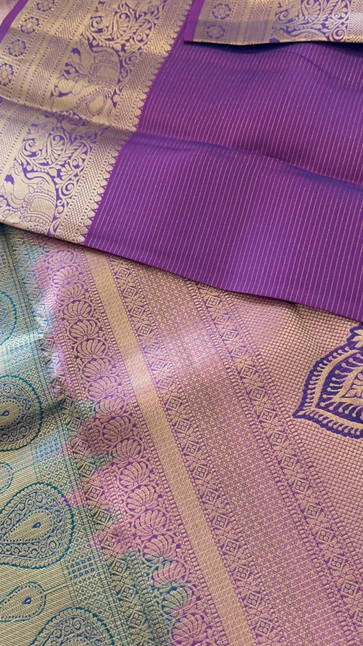 Half mix Kanjeevaram silk saree - Kanjeevaram Silk Mandir