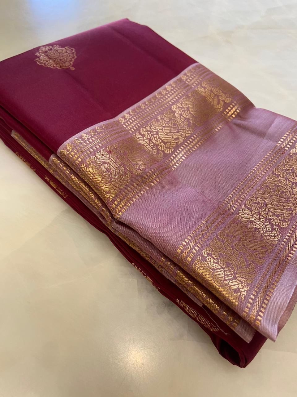 Half mix Kanjeevaram silk saree - Kanjeevaram Silk Mandir