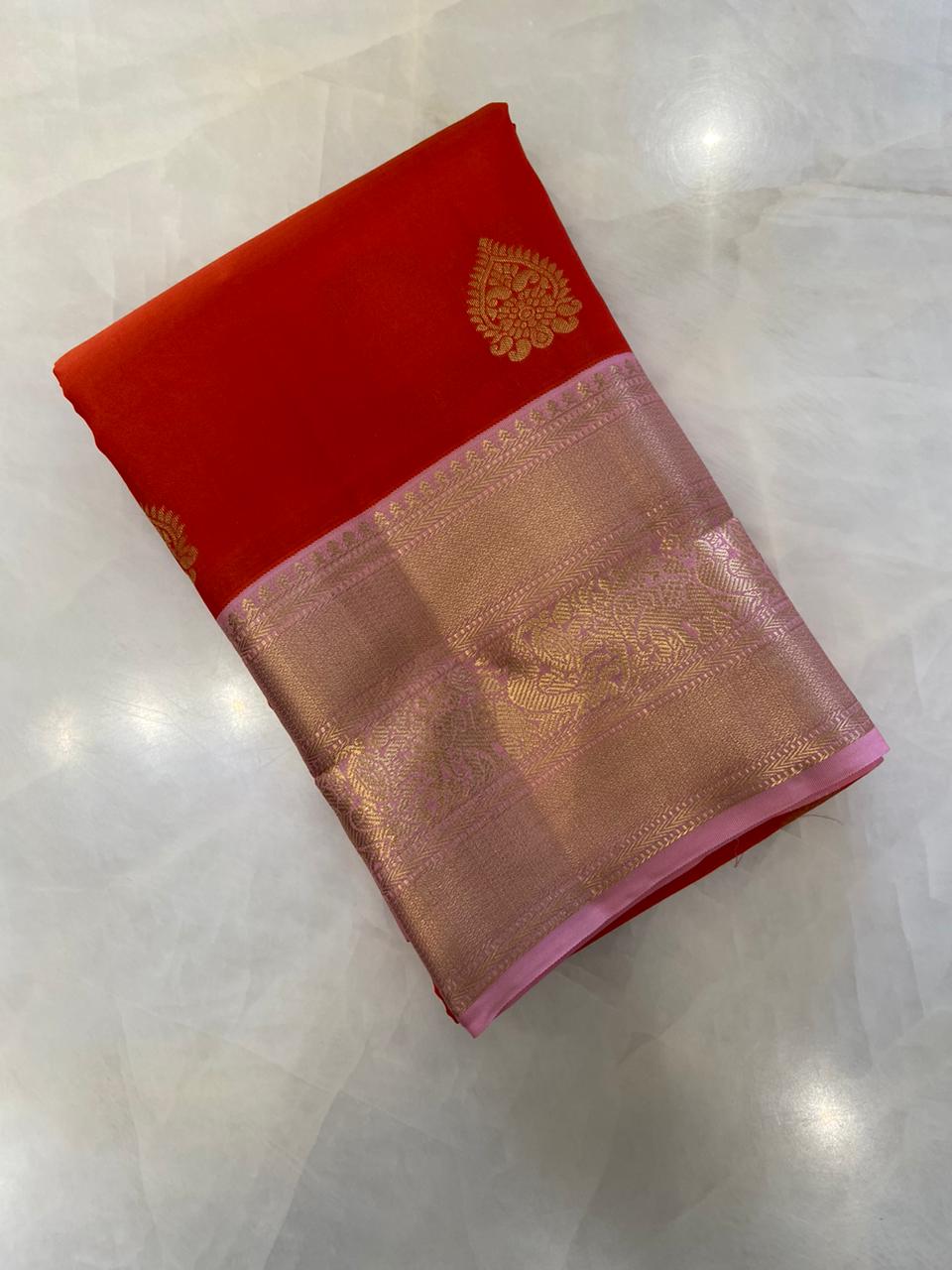 Half mix Kanjeevaram silk saree - Kanjeevaram Silk Mandir