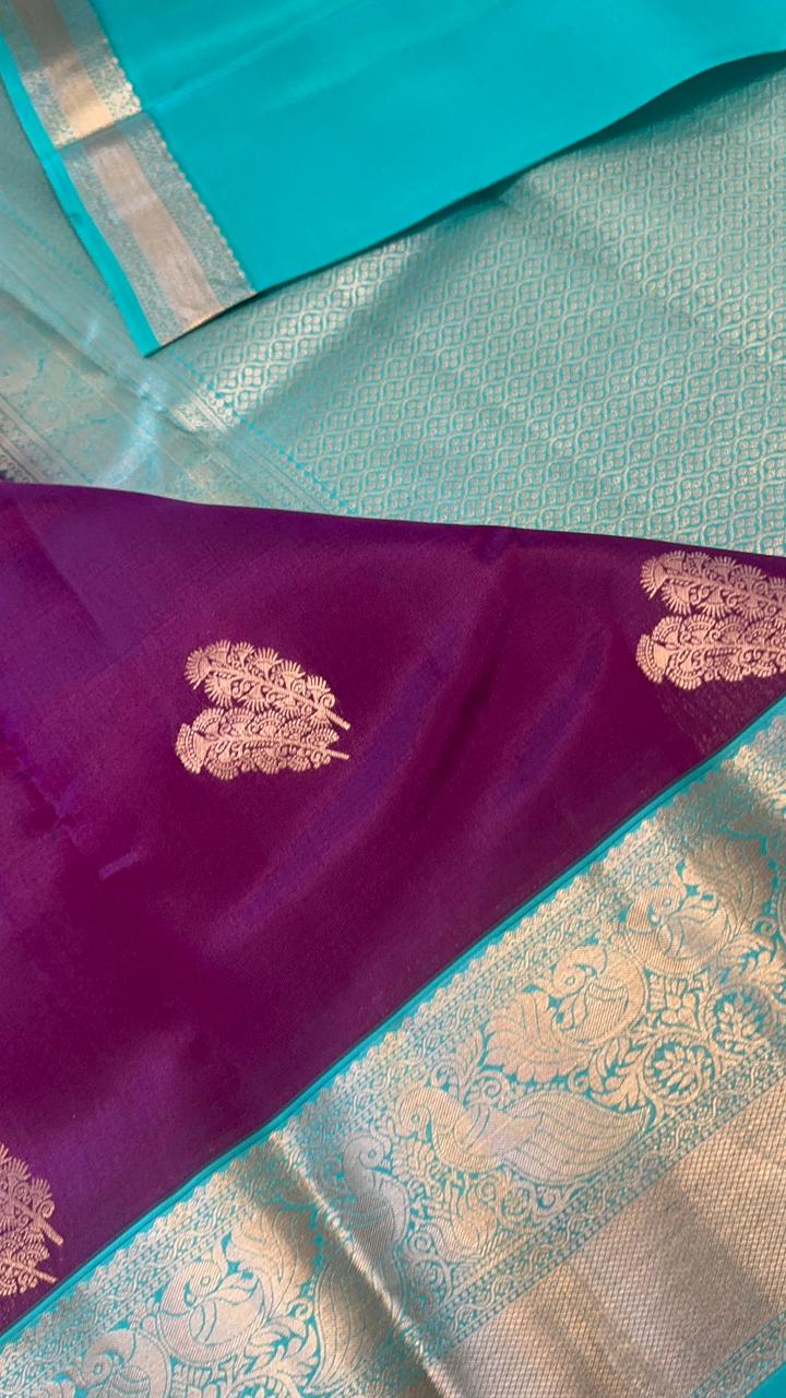 Half mix Kanjeevaram silk saree - Kanjeevaram Silk Mandir
