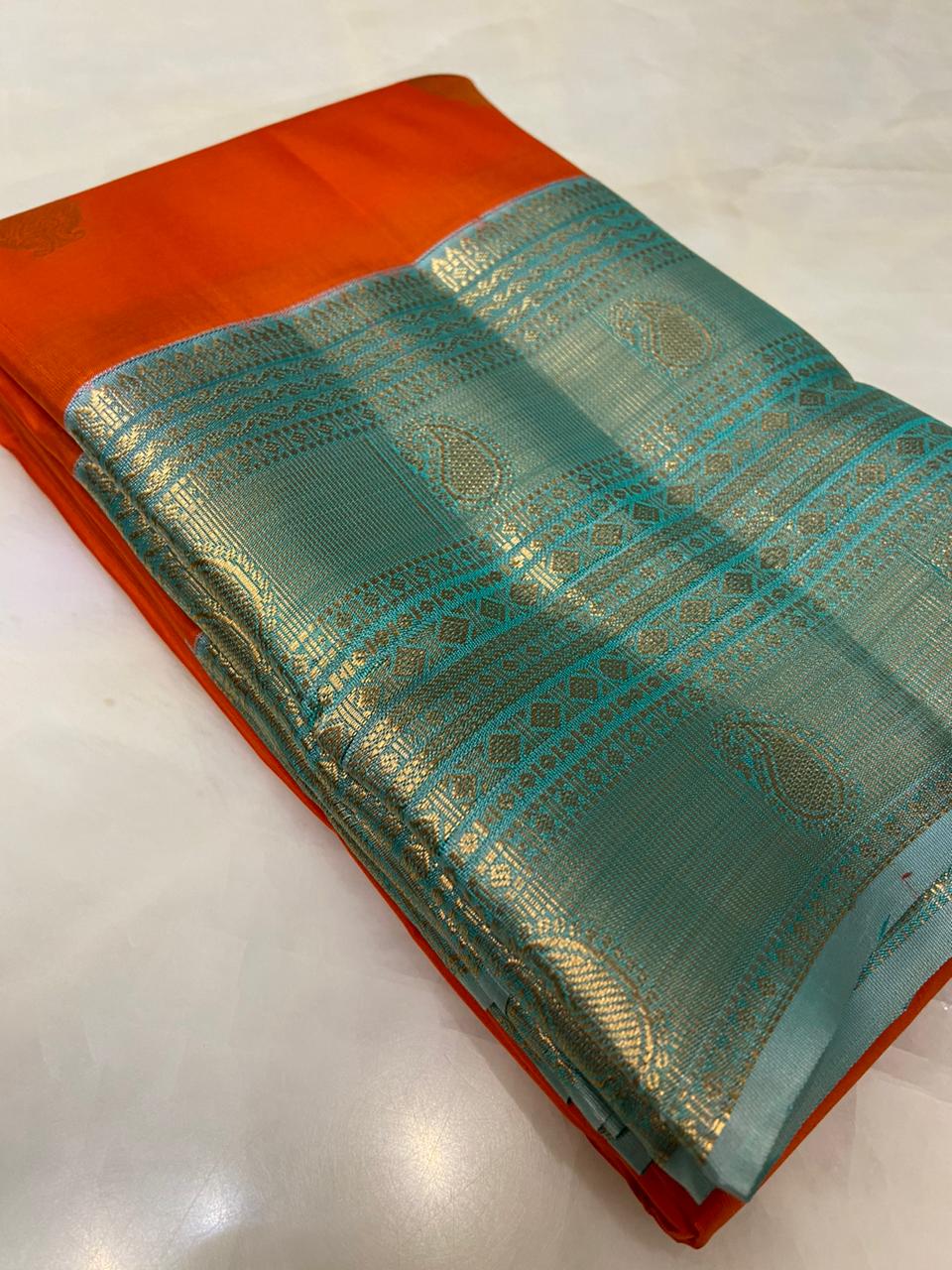 Half mix Kanjeevaram silk saree - Kanjeevaram Silk Mandir