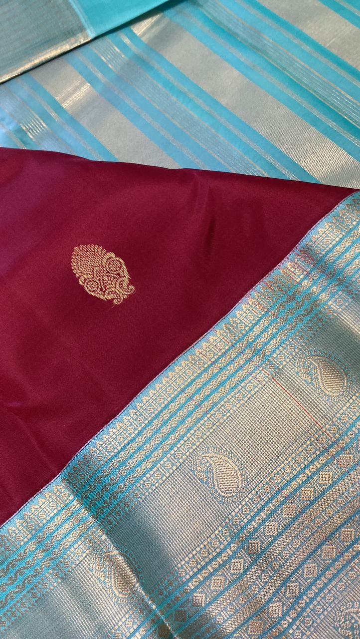 Half mix Kanjeevaram silk saree - Kanjeevaram Silk Mandir
