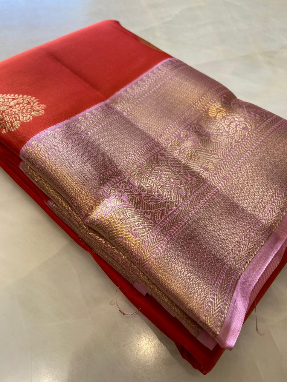 Half mix Kanjeevaram silk saree - Kanjeevaram Silk Mandir