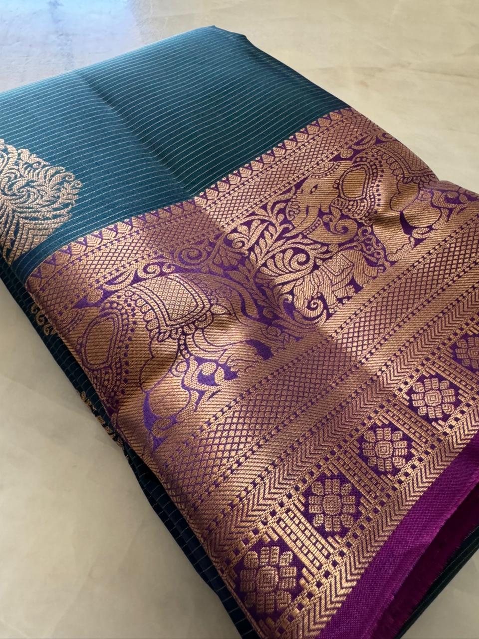 Half mix Kanjeevaram silk saree - Kanjeevaram Silk Mandir