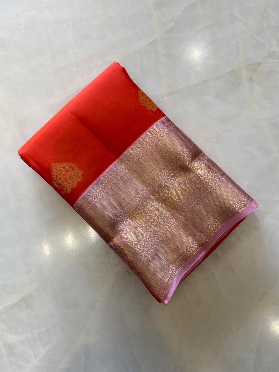 Half mix Kanjeevaram silk saree - Kanjeevaram Silk Mandir