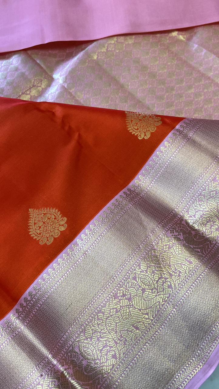 Half mix Kanjeevaram silk saree - Kanjeevaram Silk Mandir