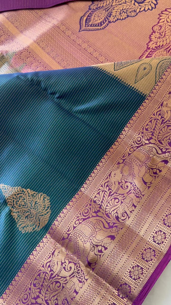 Half mix Kanjeevaram silk saree - Kanjeevaram Silk Mandir