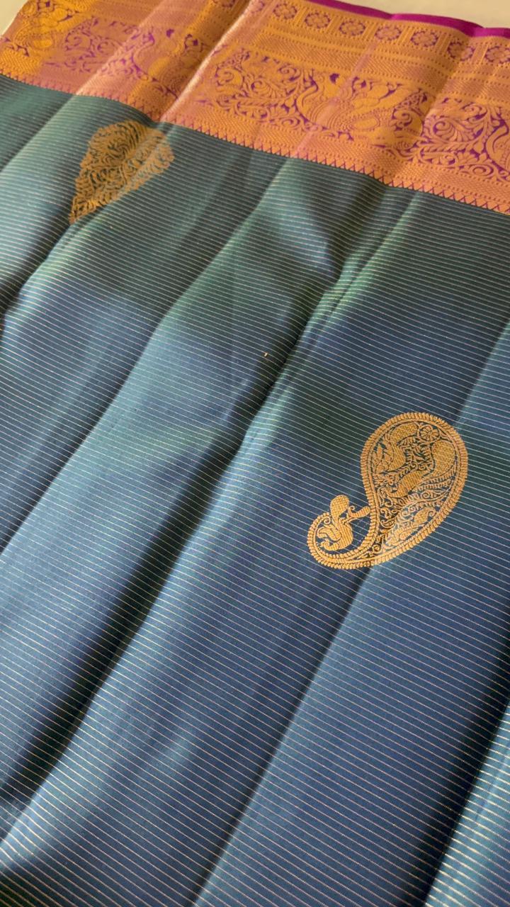 Half mix Kanjeevaram silk saree - Kanjeevaram Silk Mandir