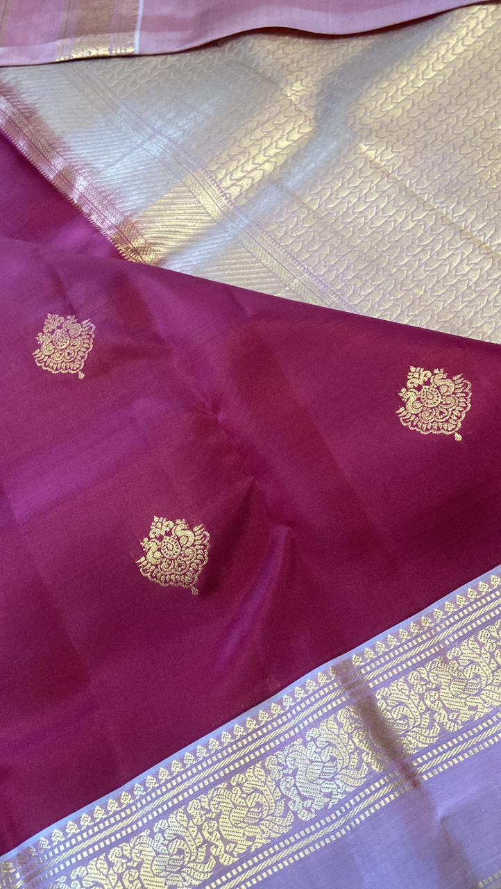 Half mix Kanjeevaram silk saree - Kanjeevaram Silk Mandir