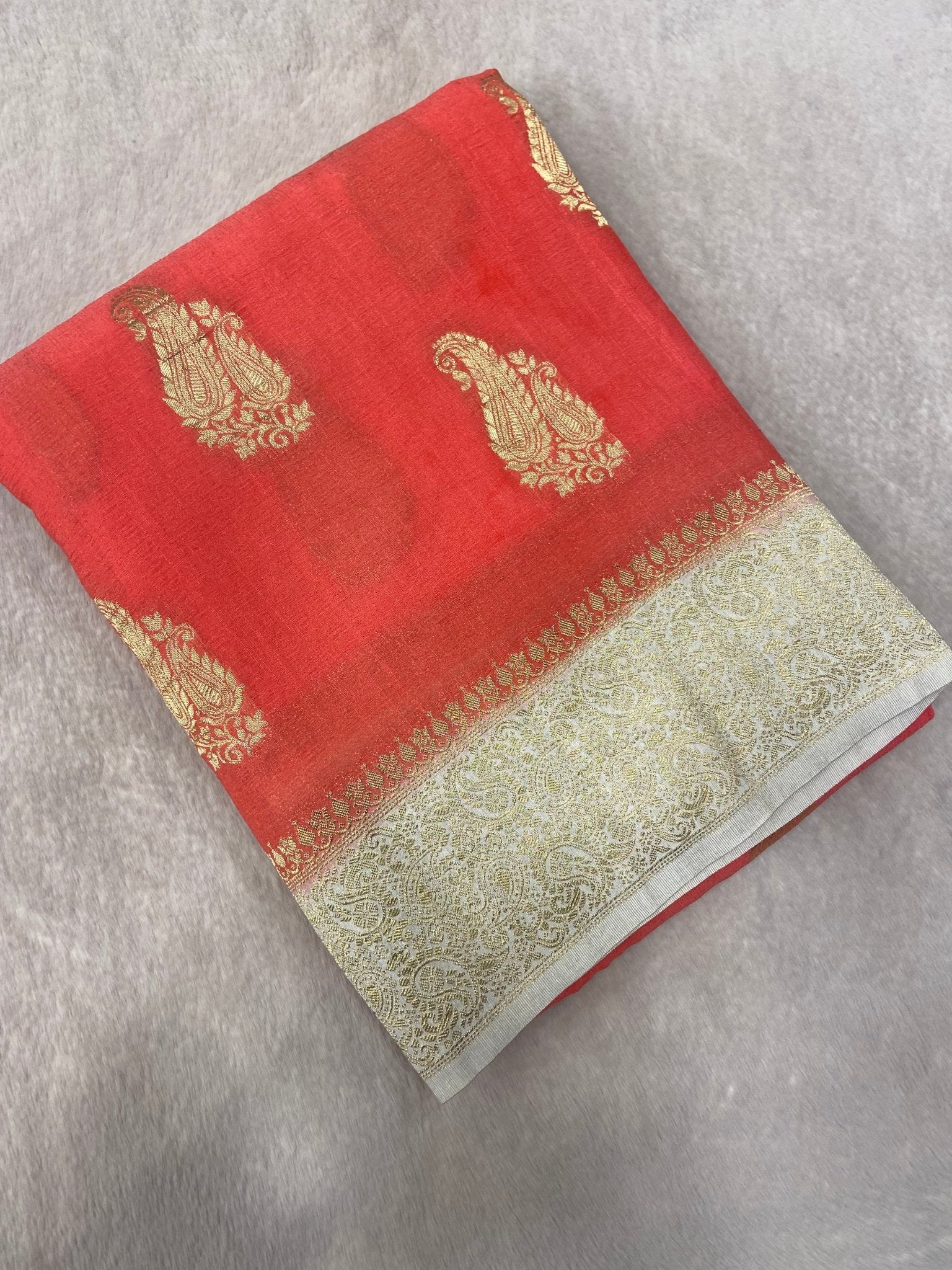 Premium antique zari Georgette Saree - Kanjeevaram Silk Mandir