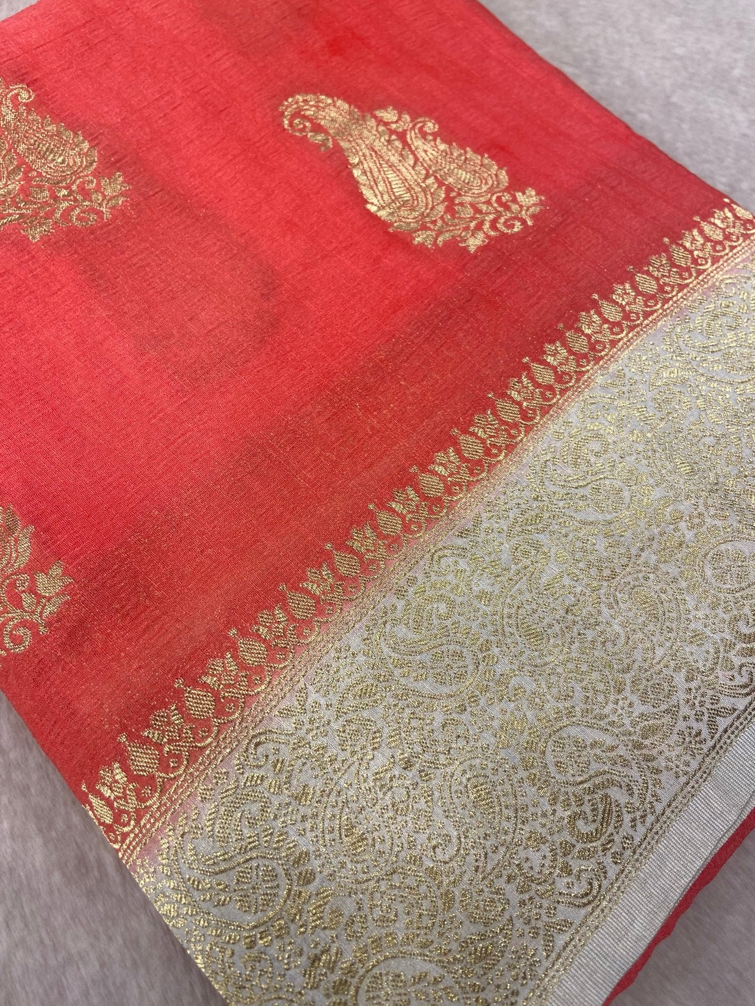 Premium antique zari Georgette Saree - Kanjeevaram Silk Mandir