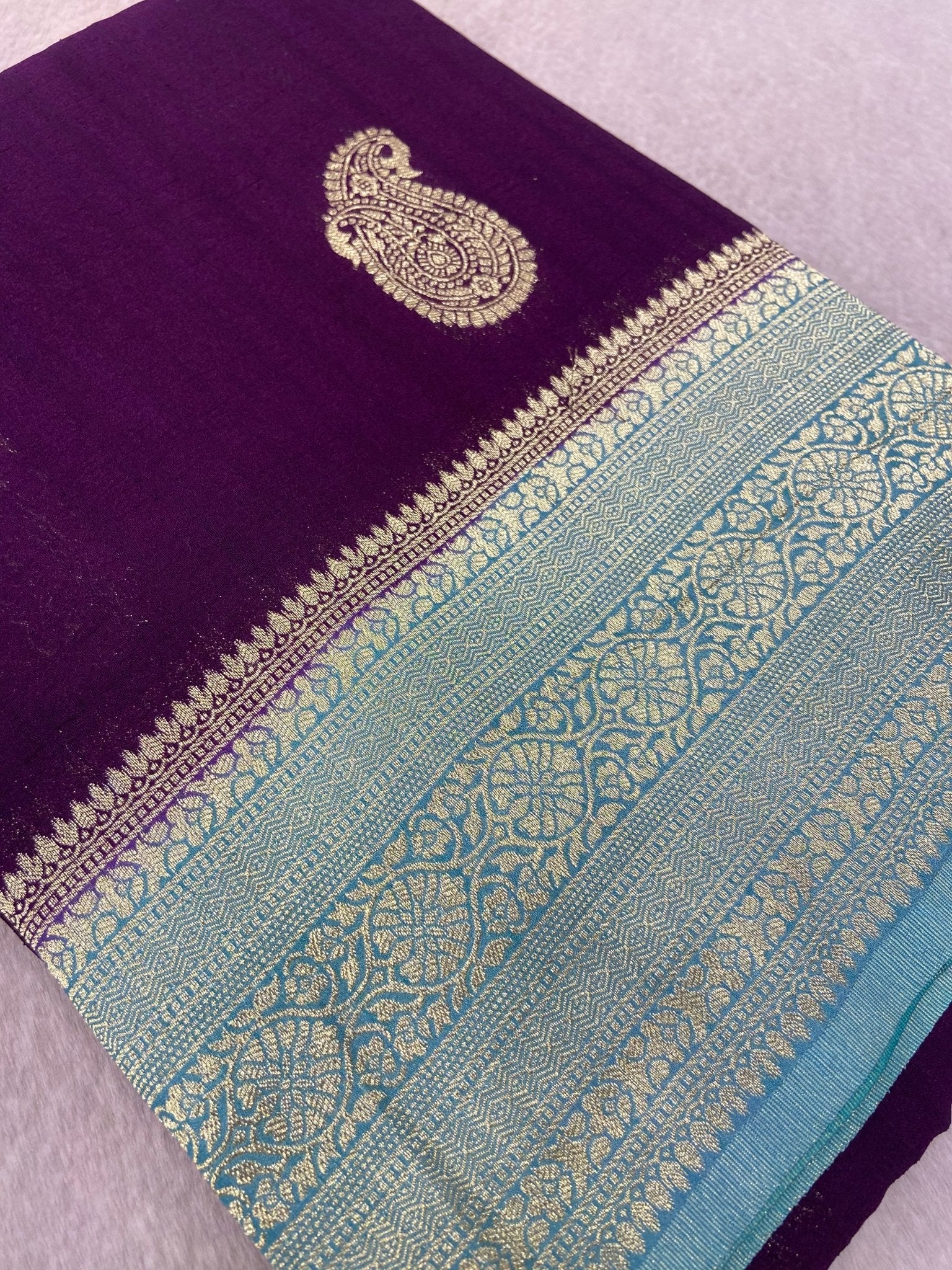 Premium Antique Zari Georgette Saree - Kanjeevaram Silk Mandir