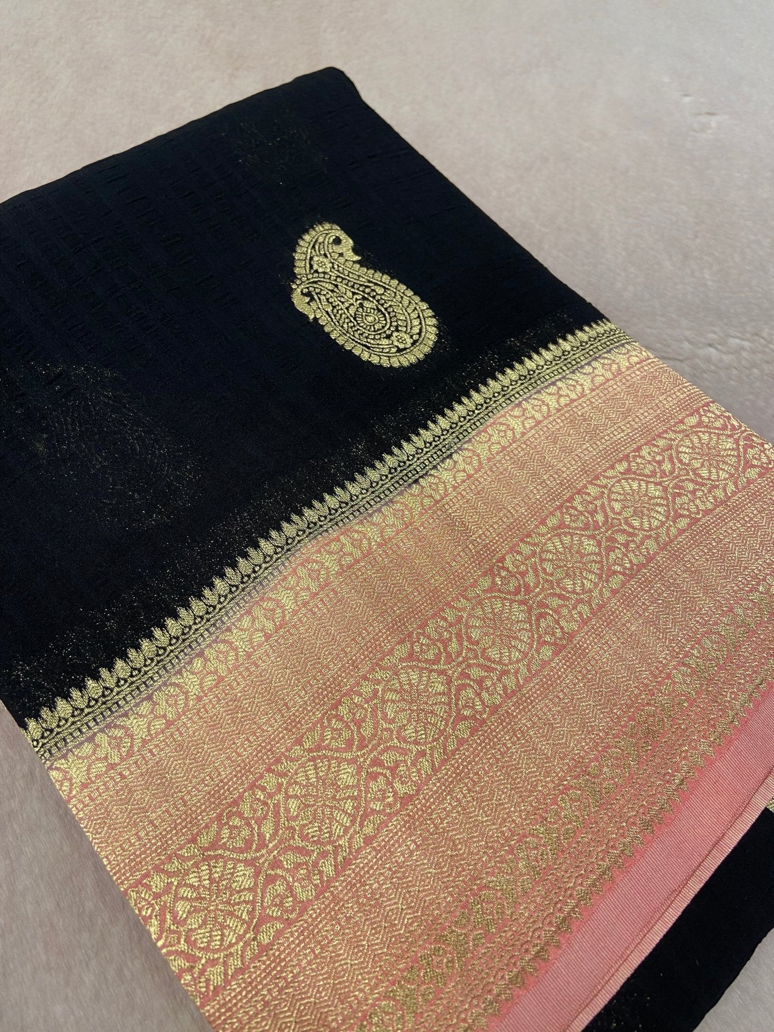 Premium Antique Zari Georgette Saree🖤 - Kanjeevaram Silk Mandir