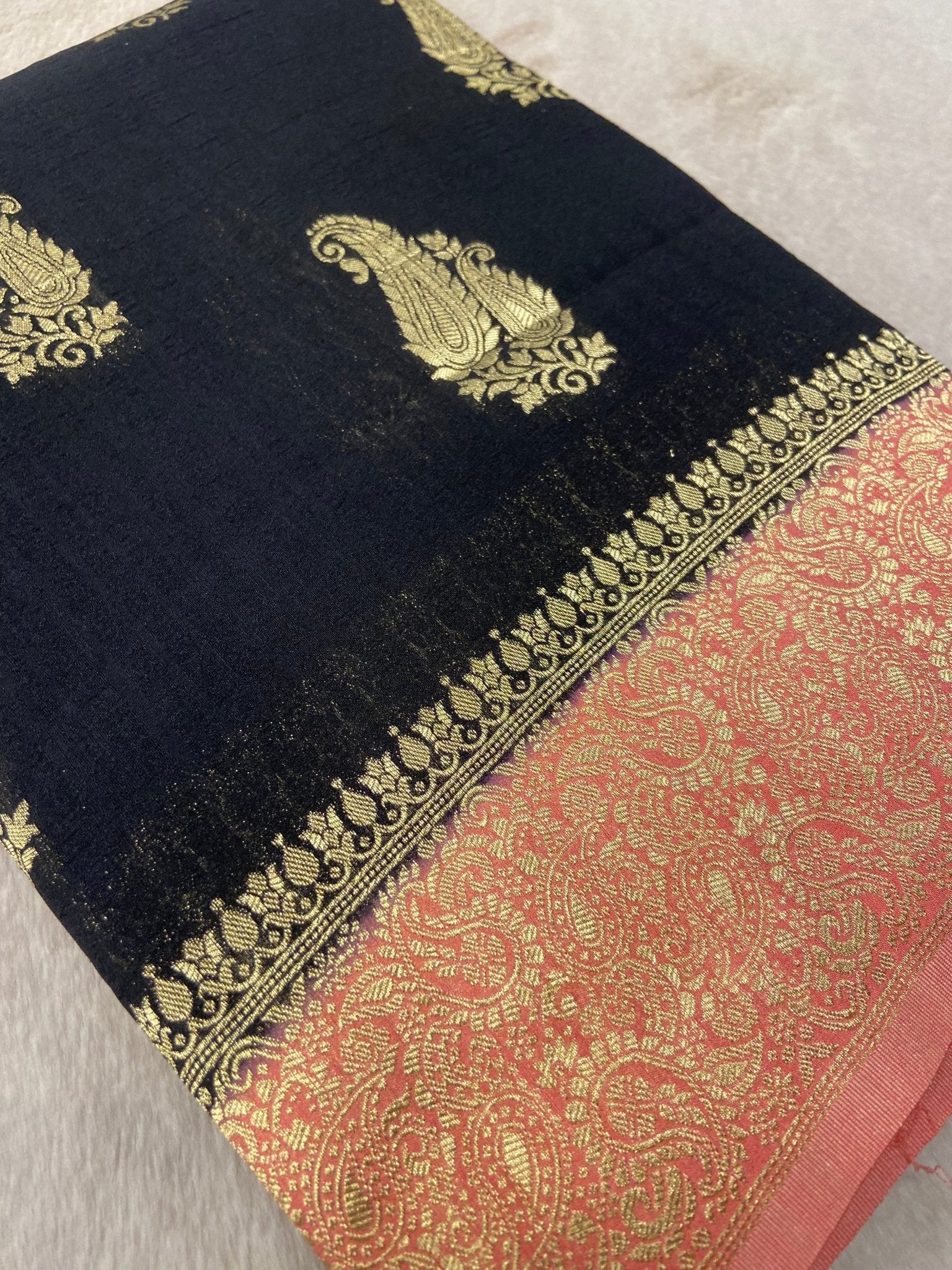 Premium antique zari Georgette Saree - Kanjeevaram Silk Mandir