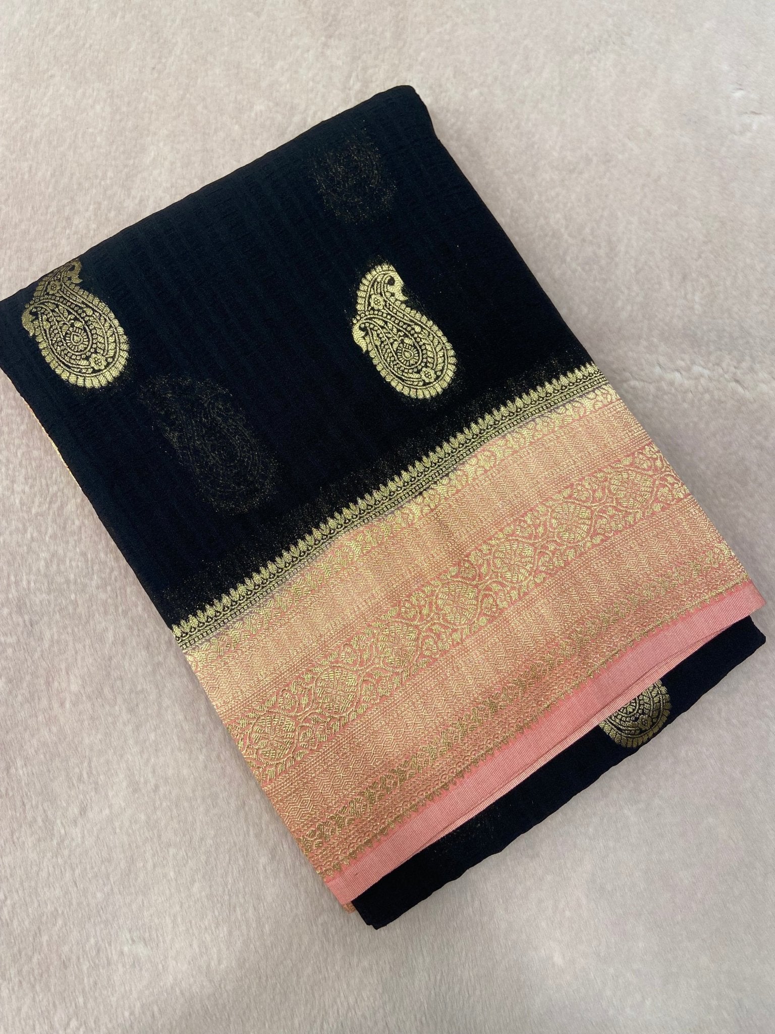 Premium Antique Zari Georgette Saree🖤 - Kanjeevaram Silk Mandir