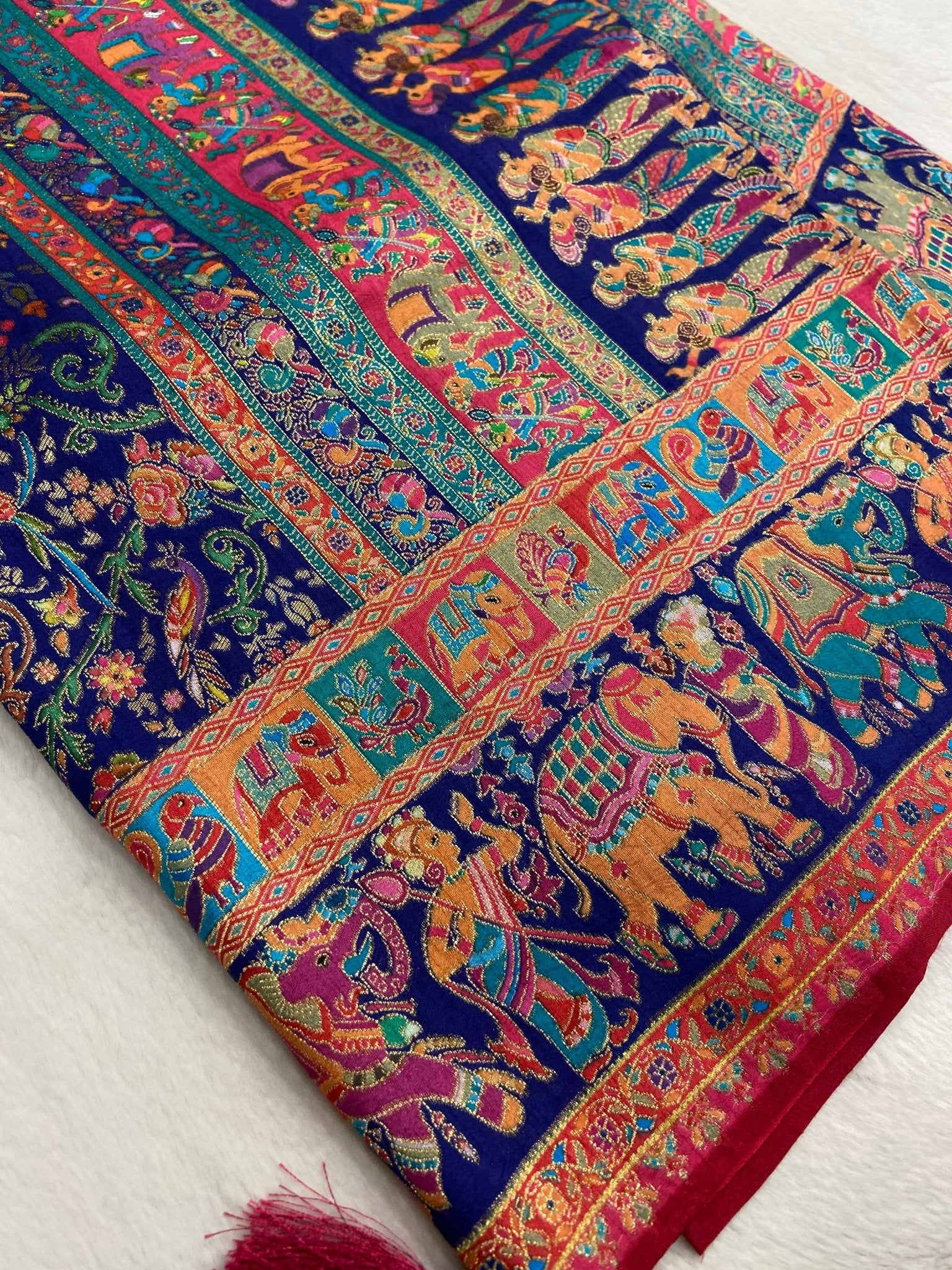 Premium Banarasi crepe Kalamkari saree - Kanjeevaram Silk Mandir