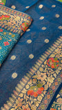Premium Banarasi Crepe Kalamkari Saree💙 - Kanjeevaram Silk Mandir