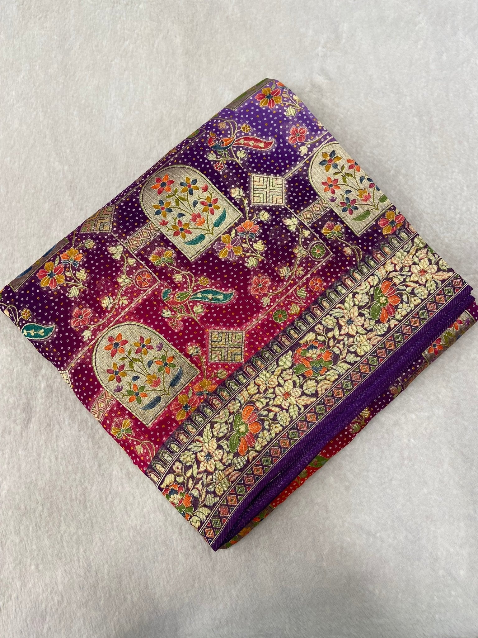 Premium Banarasi Crepe Kalamkari Saree💜 - Kanjeevaram Silk Mandir