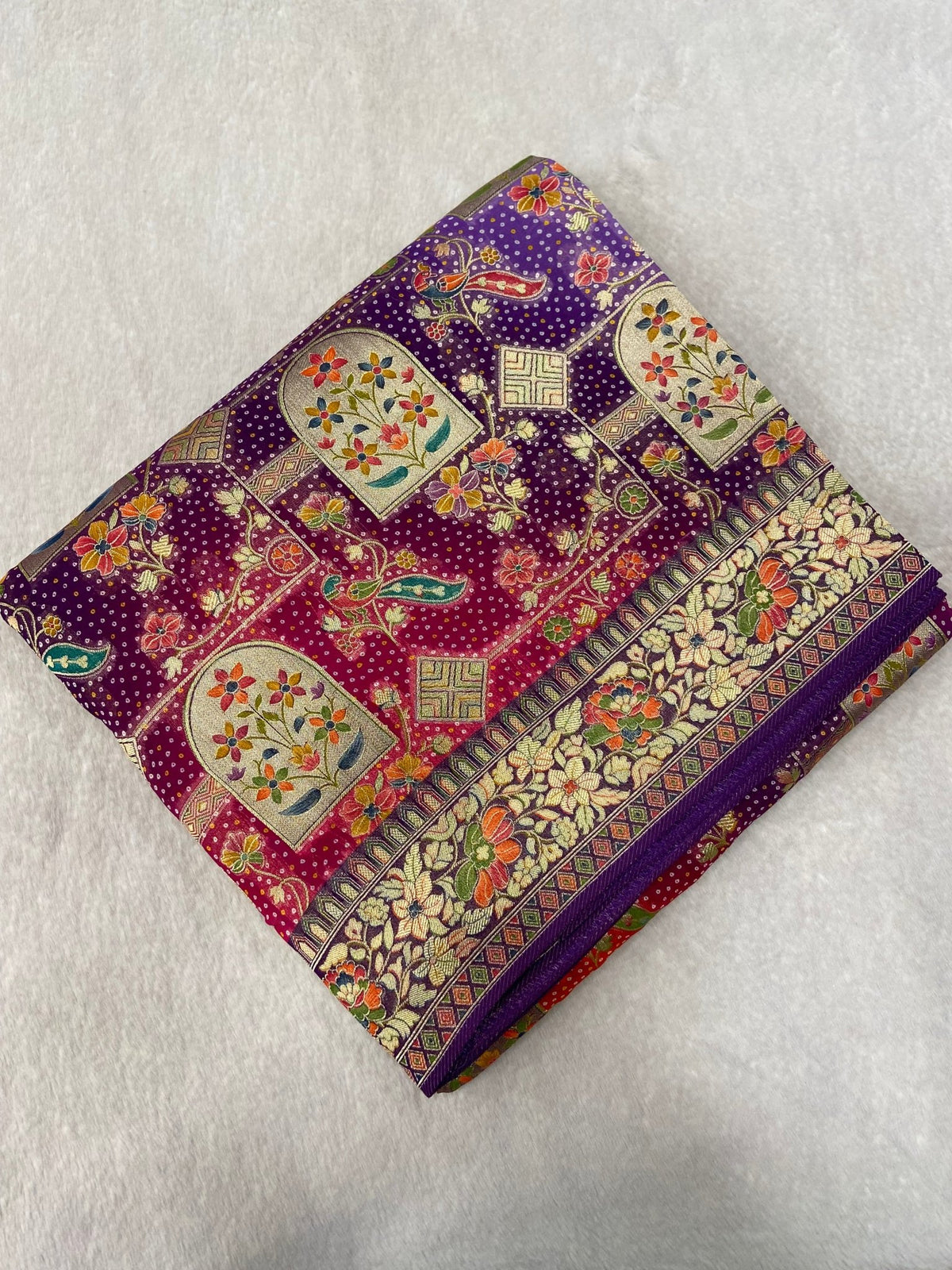 Premium Banarasi Crepe Kalamkari Saree💜 - Kanjeevaram Silk Mandir