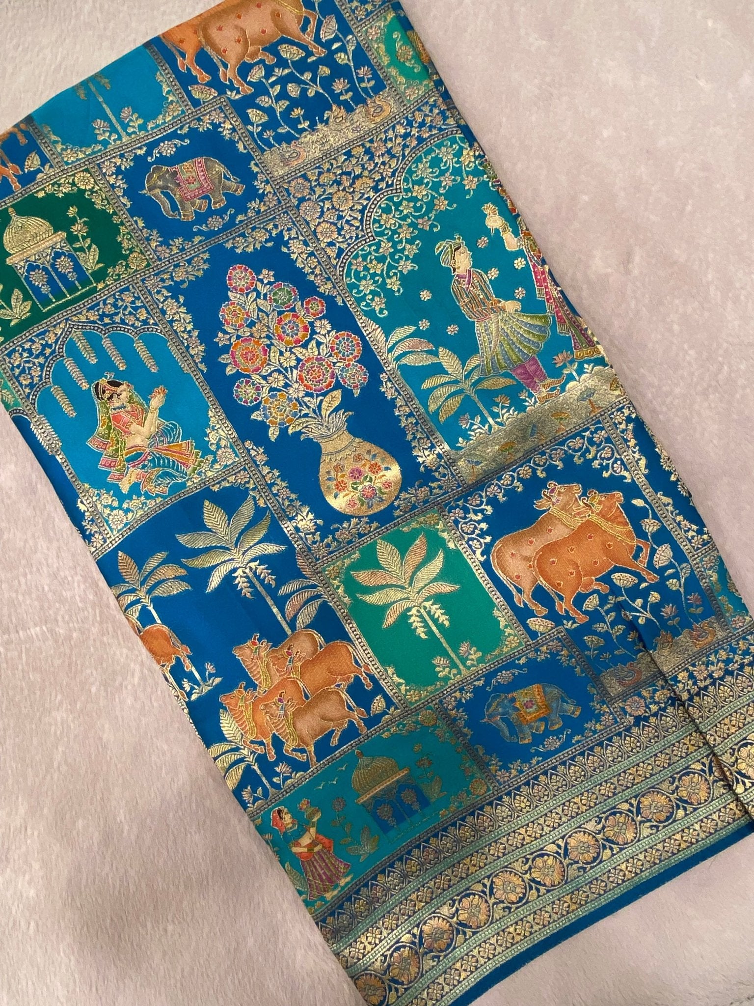 Premium Banarasi Crepe Kalamkari Saree - Kanjeevaram Silk Mandir