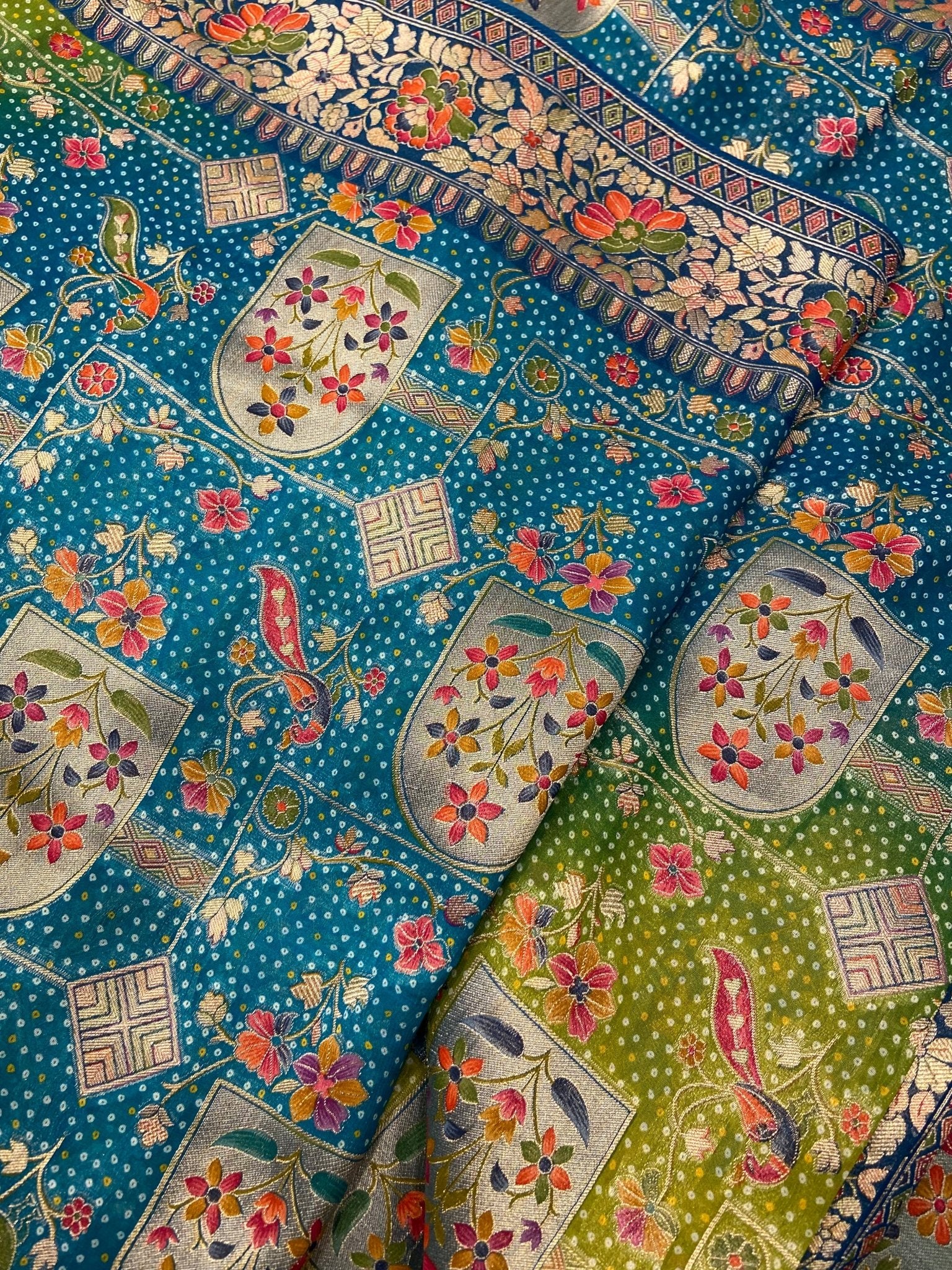 Premium Banarasi Crepe Kalamkari Saree💙 - Kanjeevaram Silk Mandir