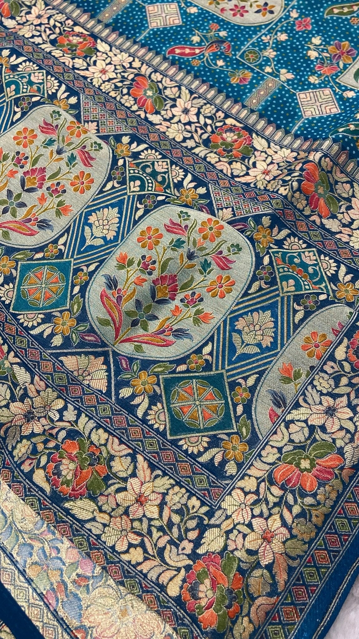Premium Banarasi Crepe Kalamkari Saree💙 - Kanjeevaram Silk Mandir