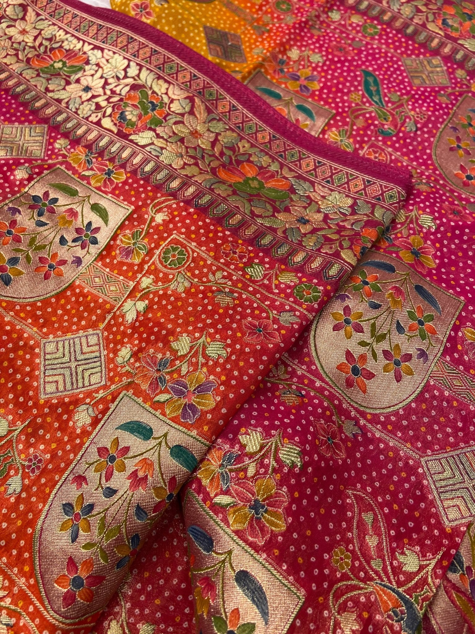 Premium Banarasi Crepe Kalamkari Saree🩷 - Kanjeevaram Silk Mandir