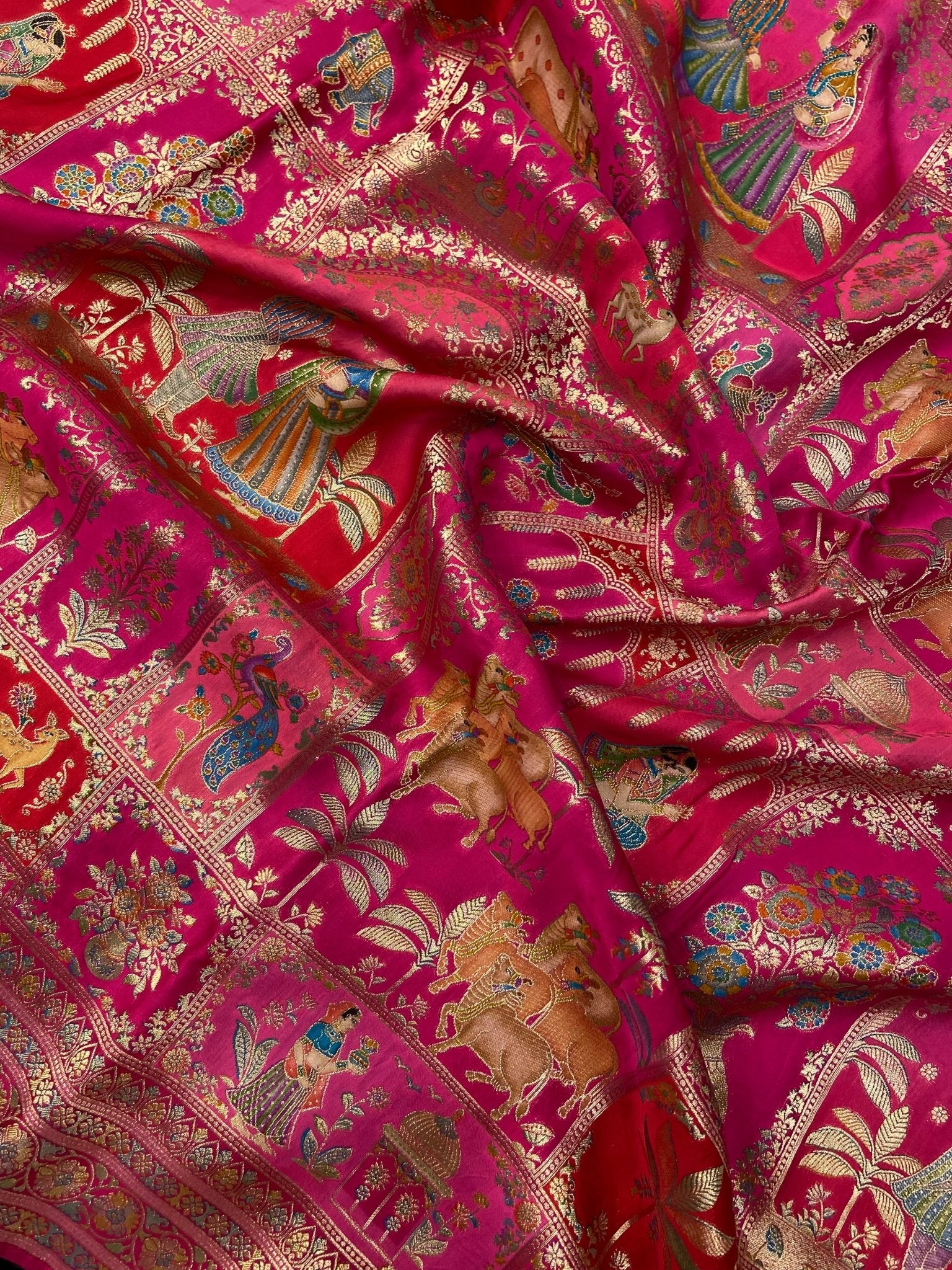 Premium Banarasi Crepe Kalamkari Saree - Kanjeevaram Silk Mandir