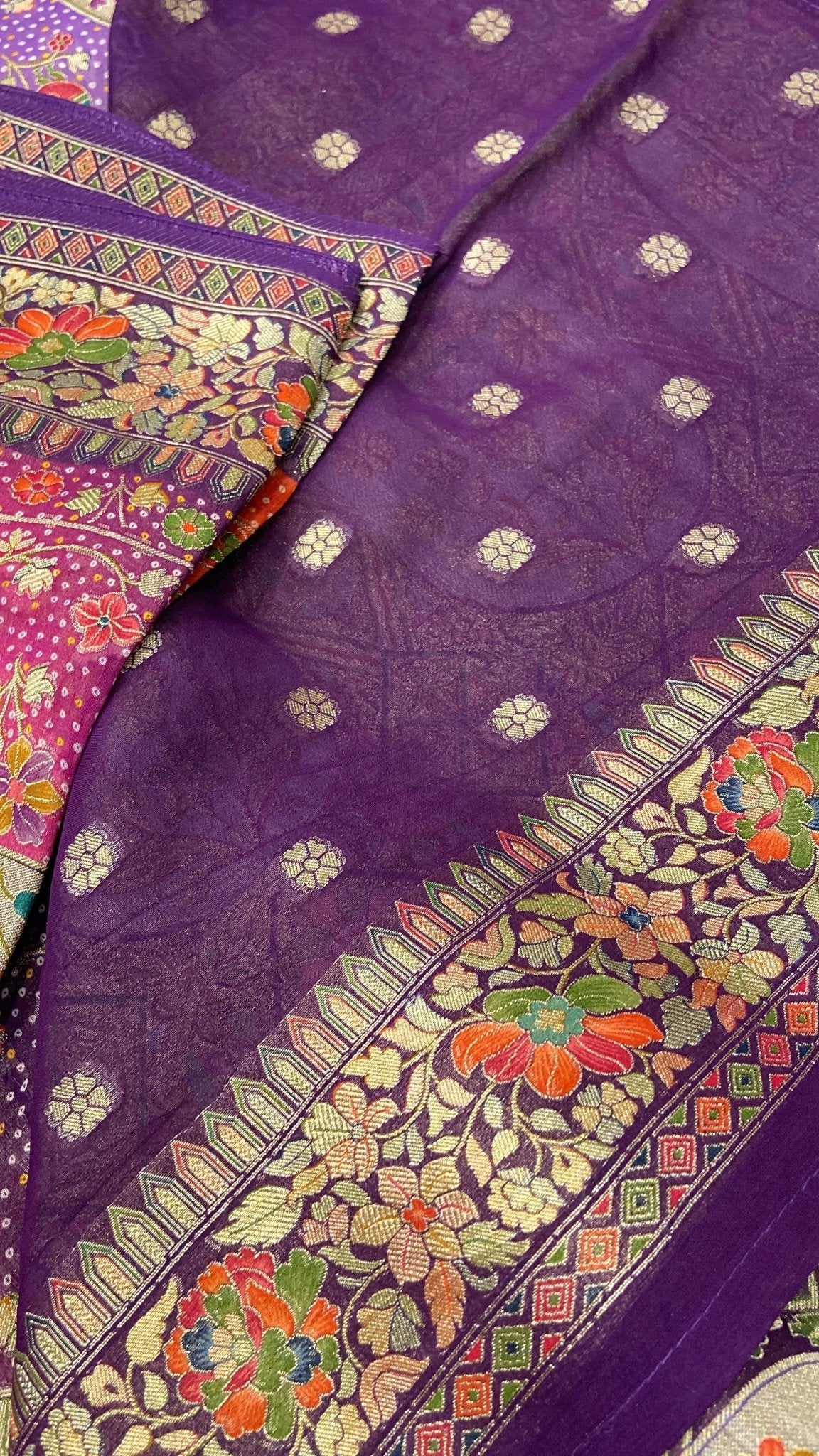Premium Banarasi Crepe Kalamkari Saree💜 - Kanjeevaram Silk Mandir