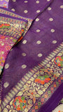 Premium Banarasi Crepe Kalamkari Saree💜 - Kanjeevaram Silk Mandir