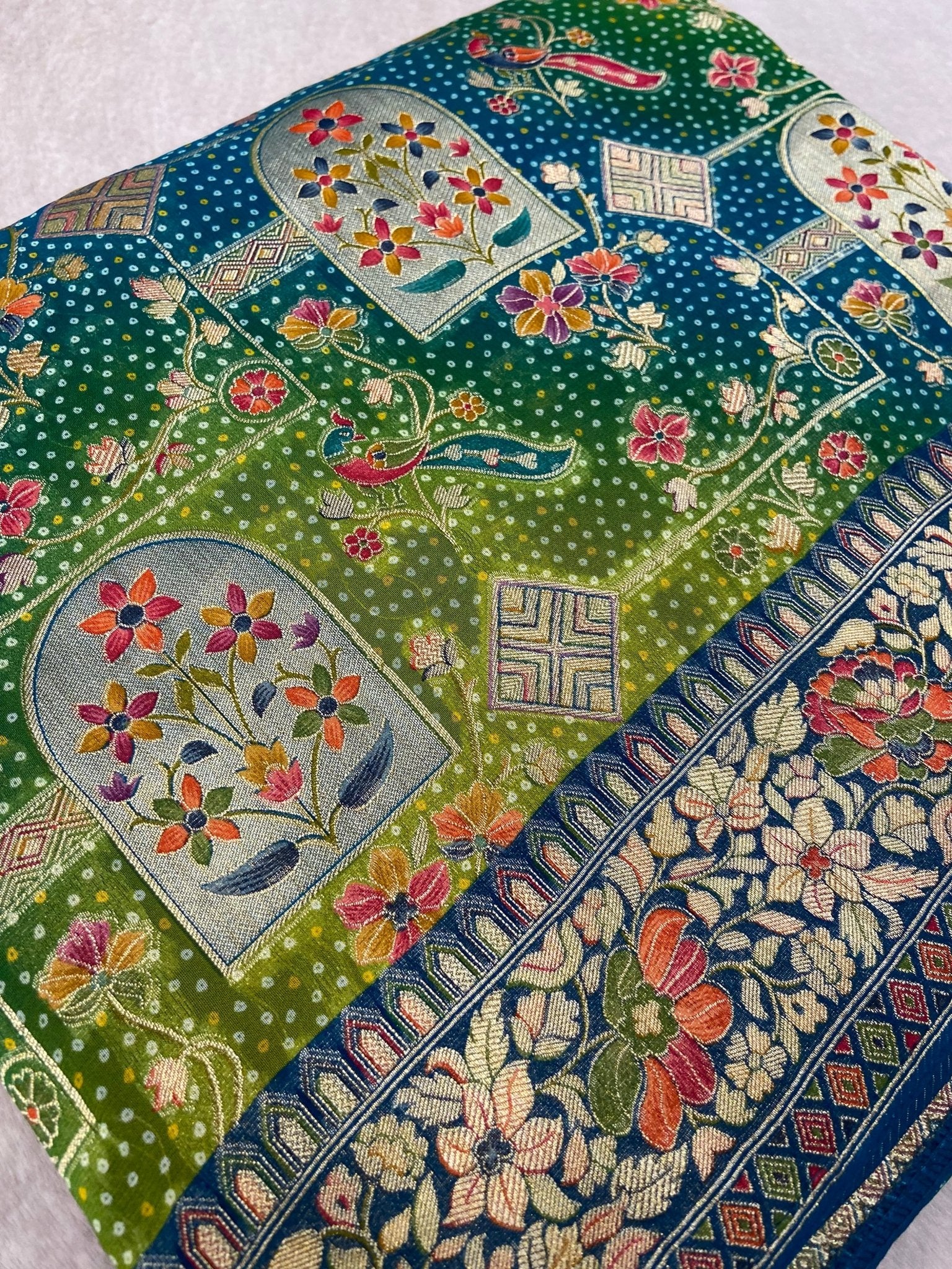 Premium Banarasi Crepe Kalamkari Saree💙 - Kanjeevaram Silk Mandir