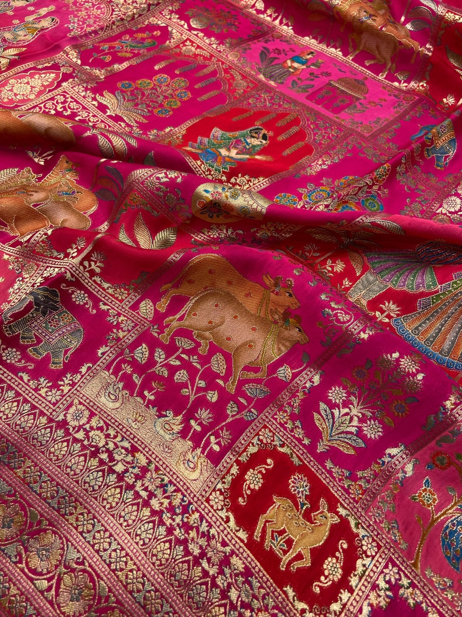 Premium Banarasi Crepe Kalamkari Saree - Kanjeevaram Silk Mandir
