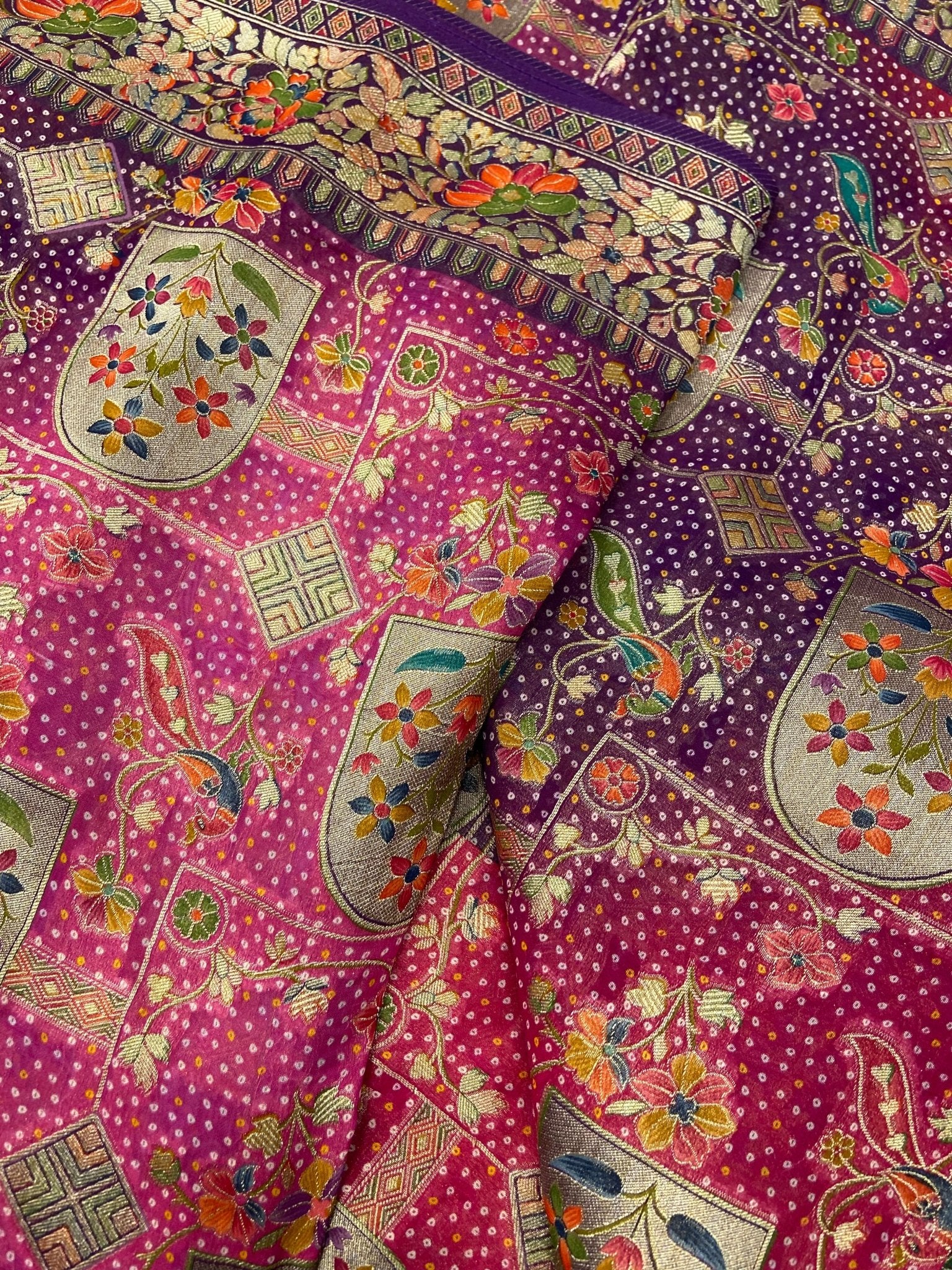 Premium Banarasi Crepe Kalamkari Saree💜 - Kanjeevaram Silk Mandir