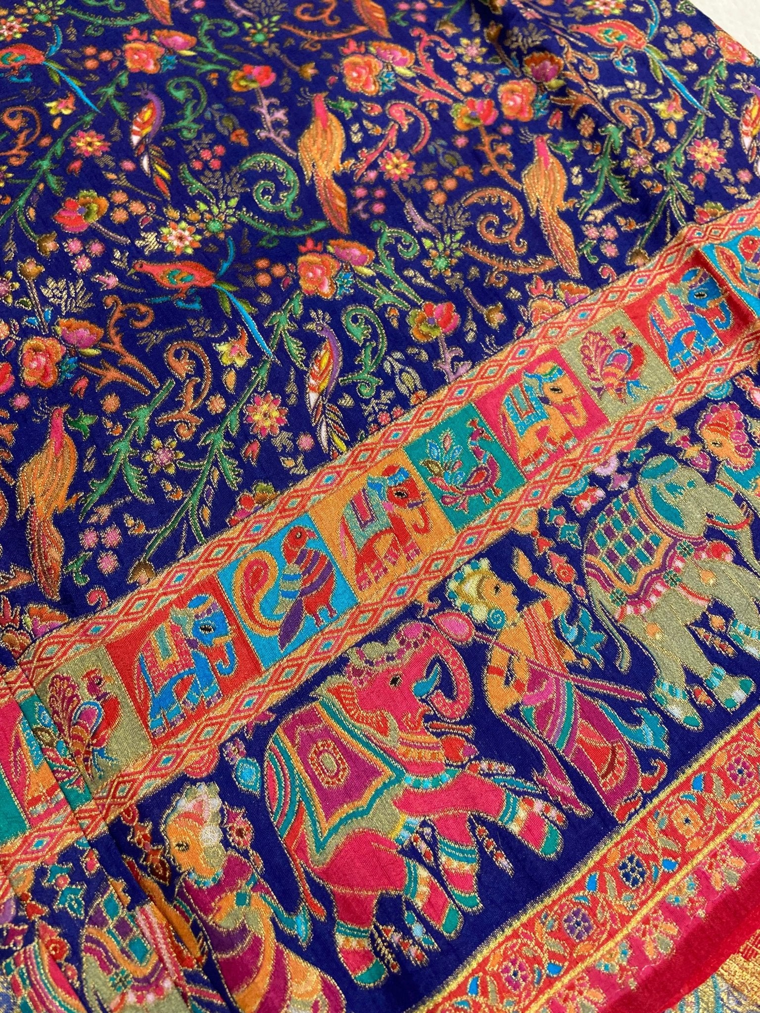 Premium Banarasi crepe Kalamkari saree - Kanjeevaram Silk Mandir