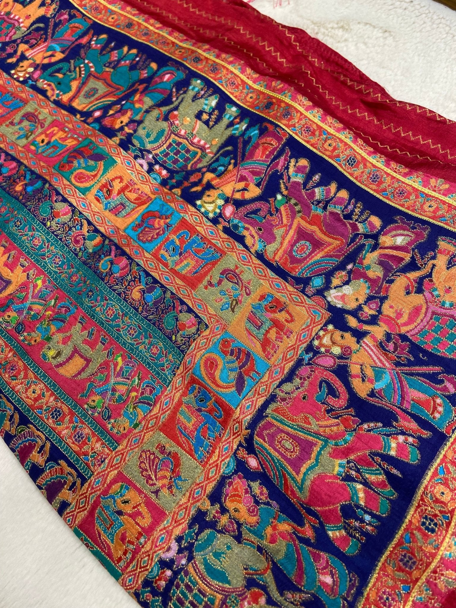 Premium Banarasi crepe Kalamkari saree - Kanjeevaram Silk Mandir