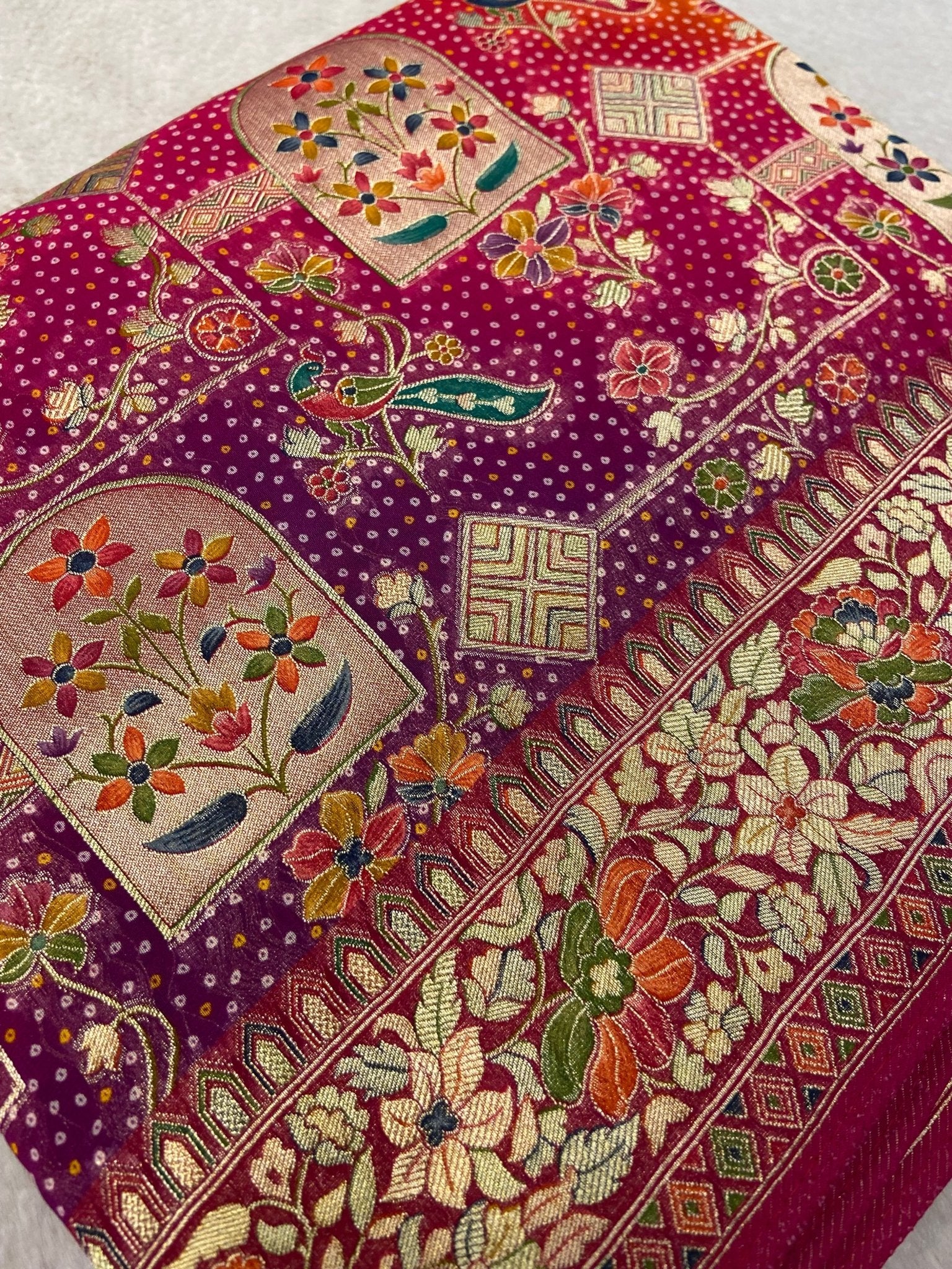 Premium Banarasi Crepe Kalamkari Saree🩷 - Kanjeevaram Silk Mandir