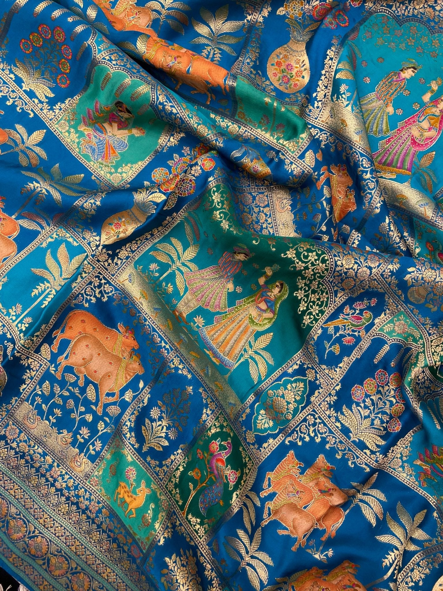 Premium Banarasi Crepe Kalamkari Saree - Kanjeevaram Silk Mandir