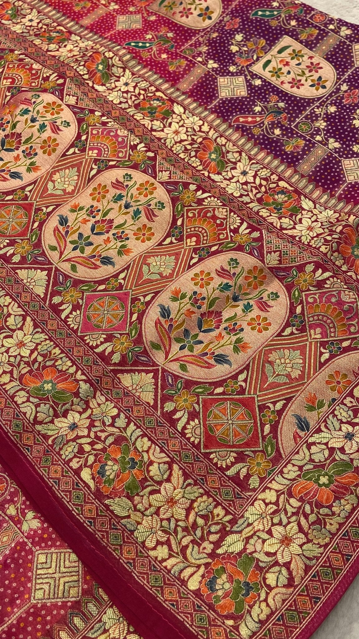 Premium Banarasi Crepe Kalamkari Saree🩷 - Kanjeevaram Silk Mandir