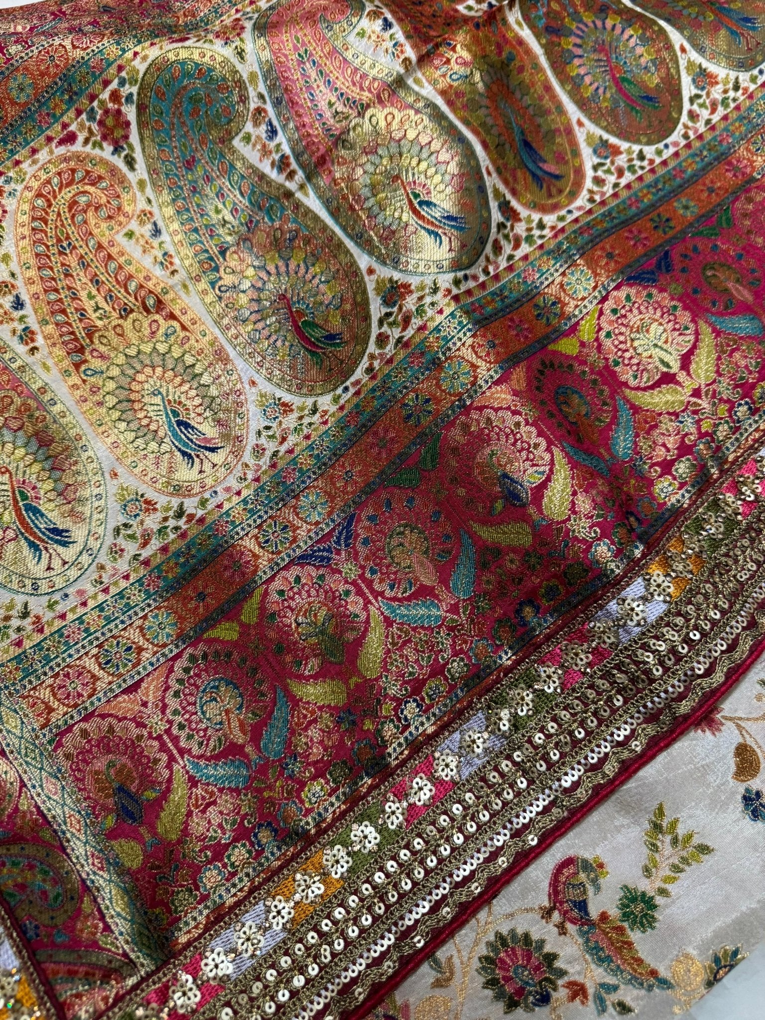 Premium Banarasi crepe saree with Meenakari work and stitched blouse - Kanjeevaram Silk Mandir