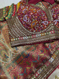 Premium Banarasi crepe saree with Meenakari work and stitched blouse - Kanjeevaram Silk Mandir