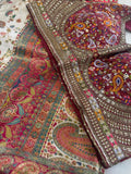 Premium Banarasi crepe saree with Meenakari work and stitched blouse - Kanjeevaram Silk Mandir